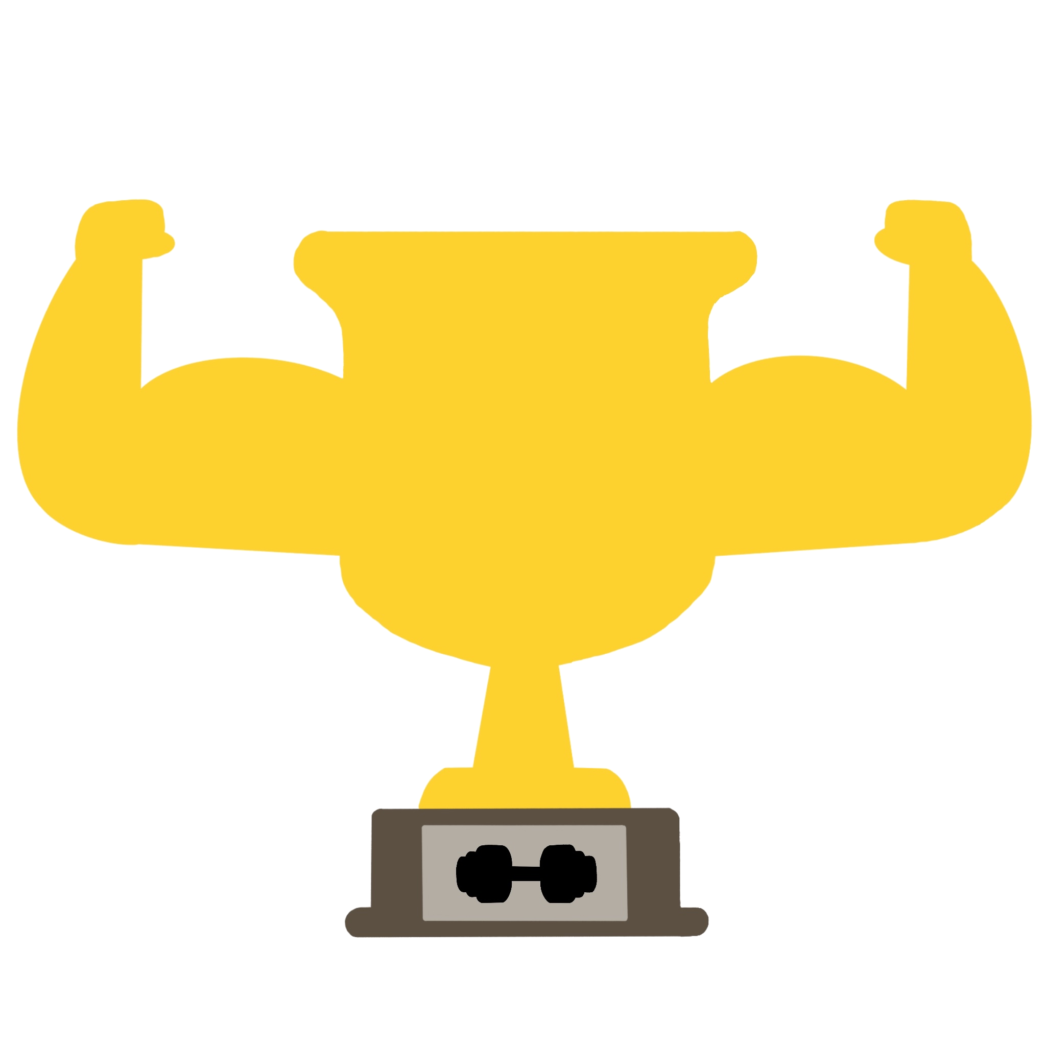 General fitness milestone trophy, a gold cup with flexing arms.